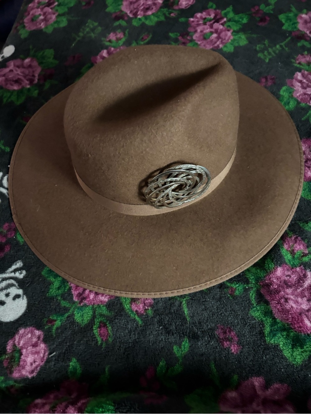 a new day Brown Wool Fedora Hat with Ribbon Band
